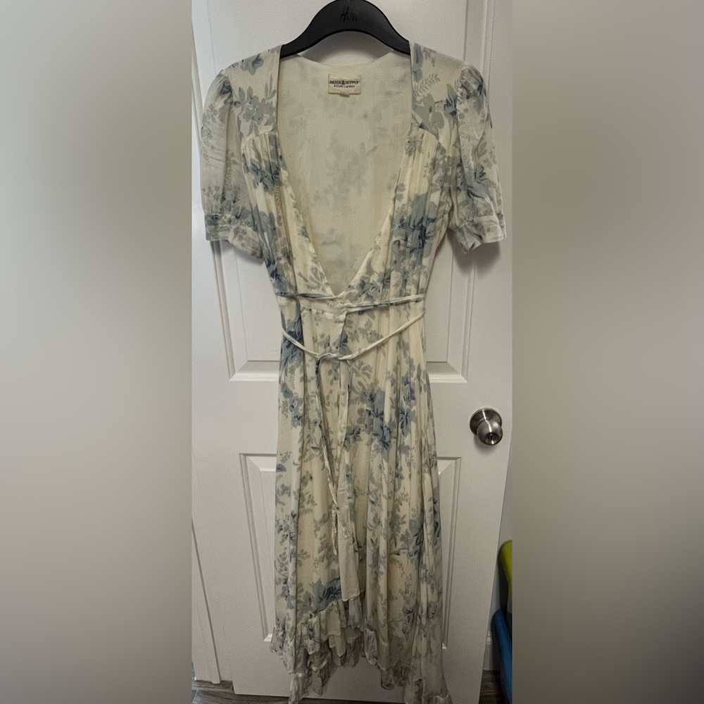 Denim & Supply Ralph Lauren Cream Maxi Dress with Blue Floral Print